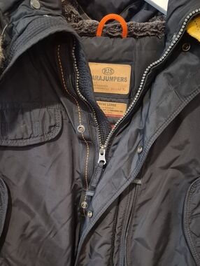 Parajumpers Men’s Black Puffer Jacket with Orange Trim